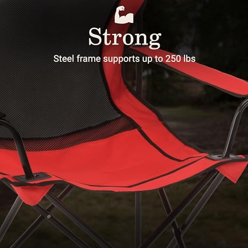 Mesh Camping Chair with Cup Holder & Carry Bag