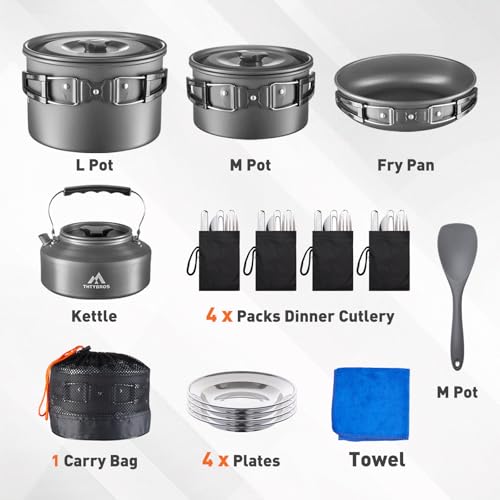 27-Piece Portable Camping Cookware Set for 2–4 People