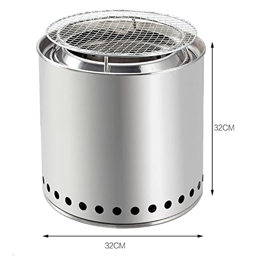 Portable Stainless Steel Wood & Charcoal Camping Stove – 32 cm