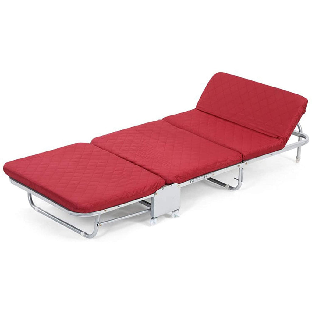 Portable Single Folding Camping Cot – Red 180 × 90 × 26 cm