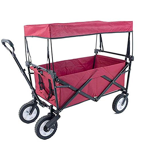 Large Capacity Folding Wagon with Canopy – Red