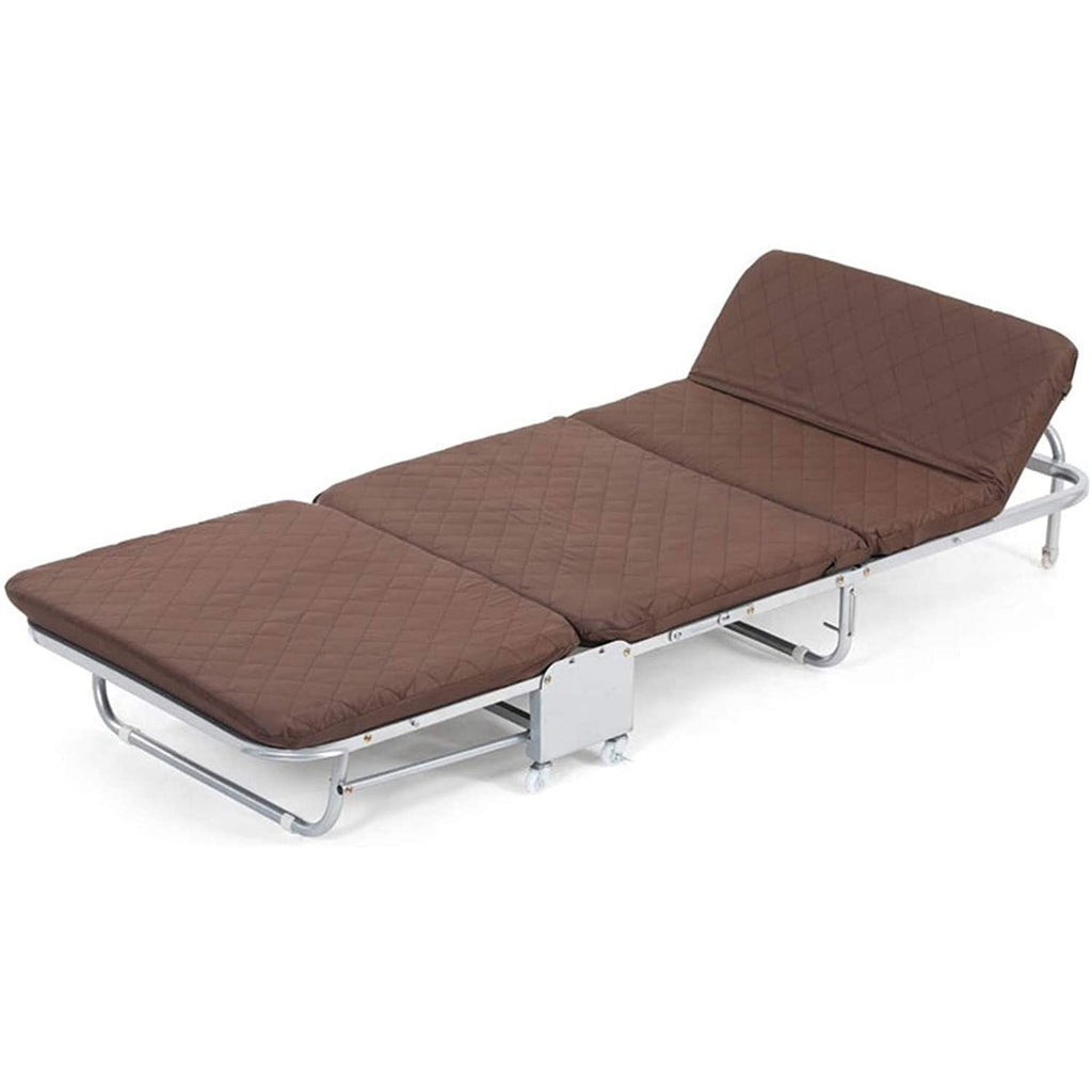 Portable Single Folding Camping Cot – Brown 180 × 90 × 26 cm