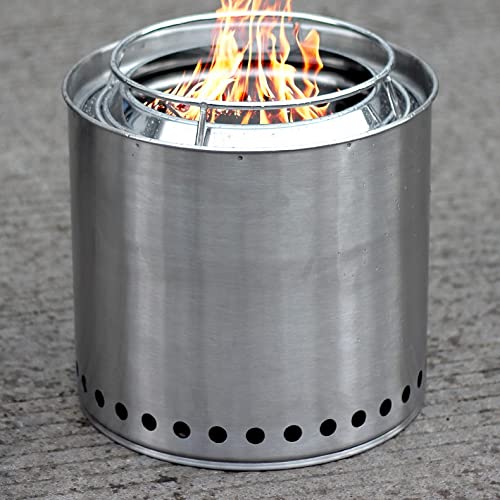 Portable Stainless Steel Wood & Charcoal Camping Stove – 32 cm
