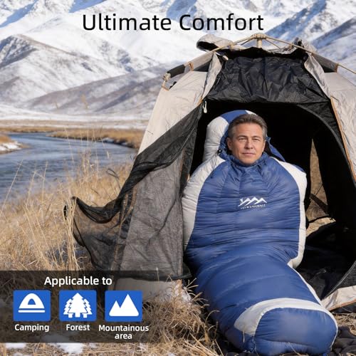 HLITMOUT Down Sleeping Bag with Pillow,Ultralight and Compact