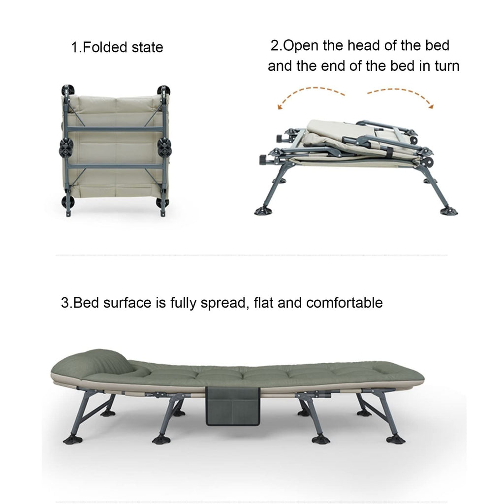 Portable Folding Camping Cot, Cribs for Adults, 6 Position Folding Outdoor Loungers, Outdoor Folding Lounger, Sleeping Cot with Storage Bag and Cover Against