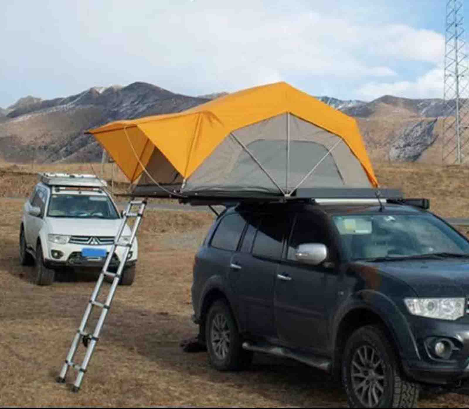 Aluminum Hard Shell Car Roof Tent – Orange, Large