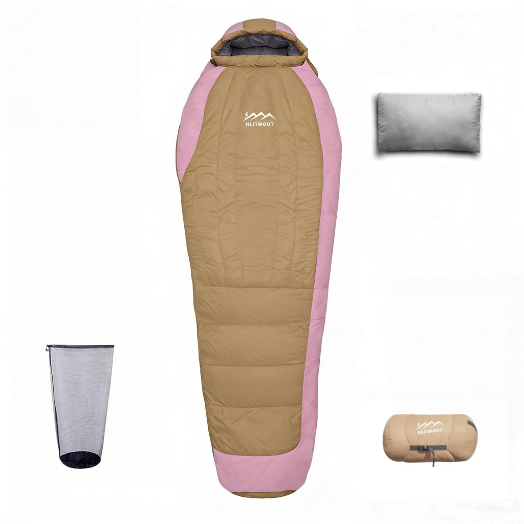 HLITMOUT Down Sleeping Bag with Pillow,Ultralight and Compact