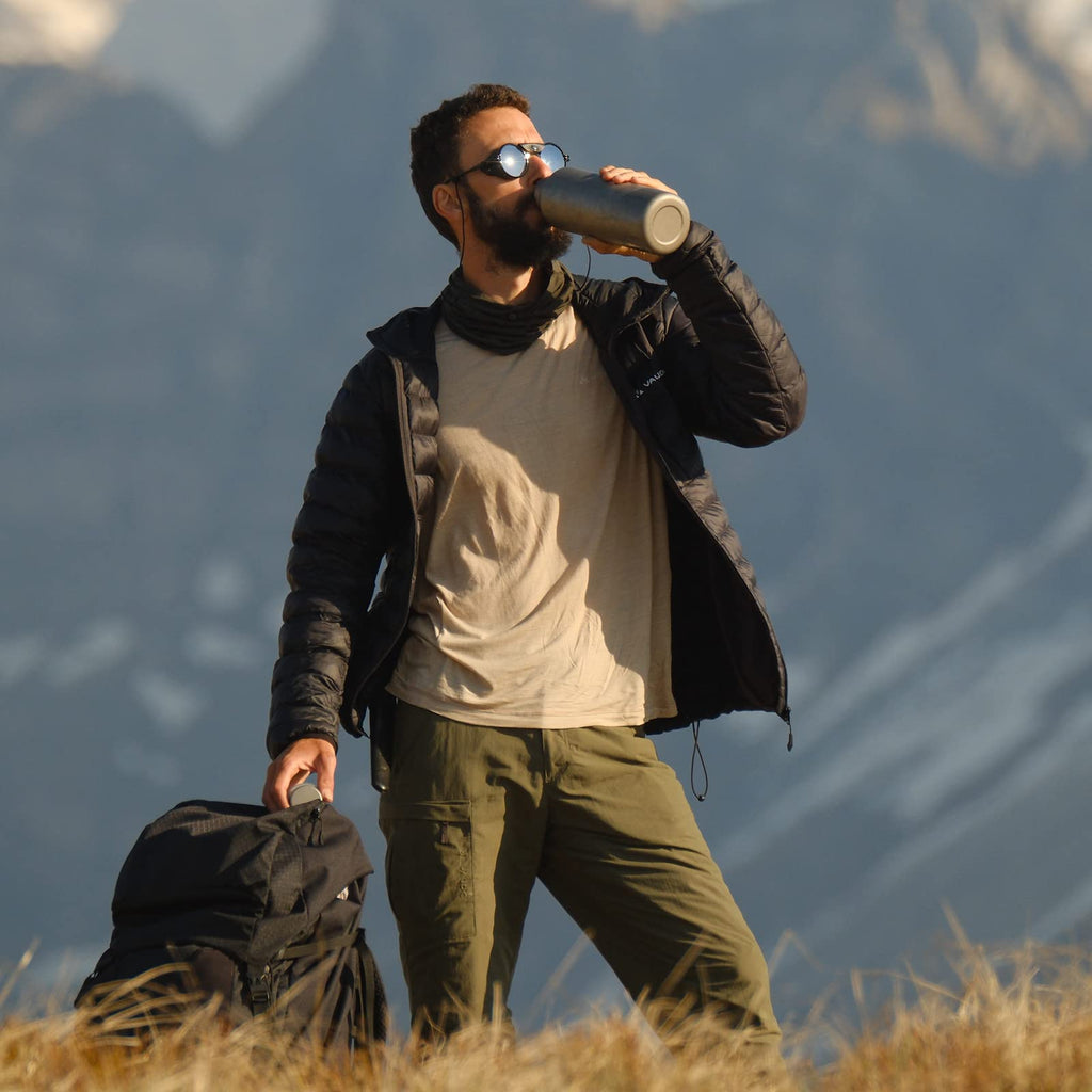 Leakproof Titanium Water Bottle with Thermal Sleeve & Clip Cap