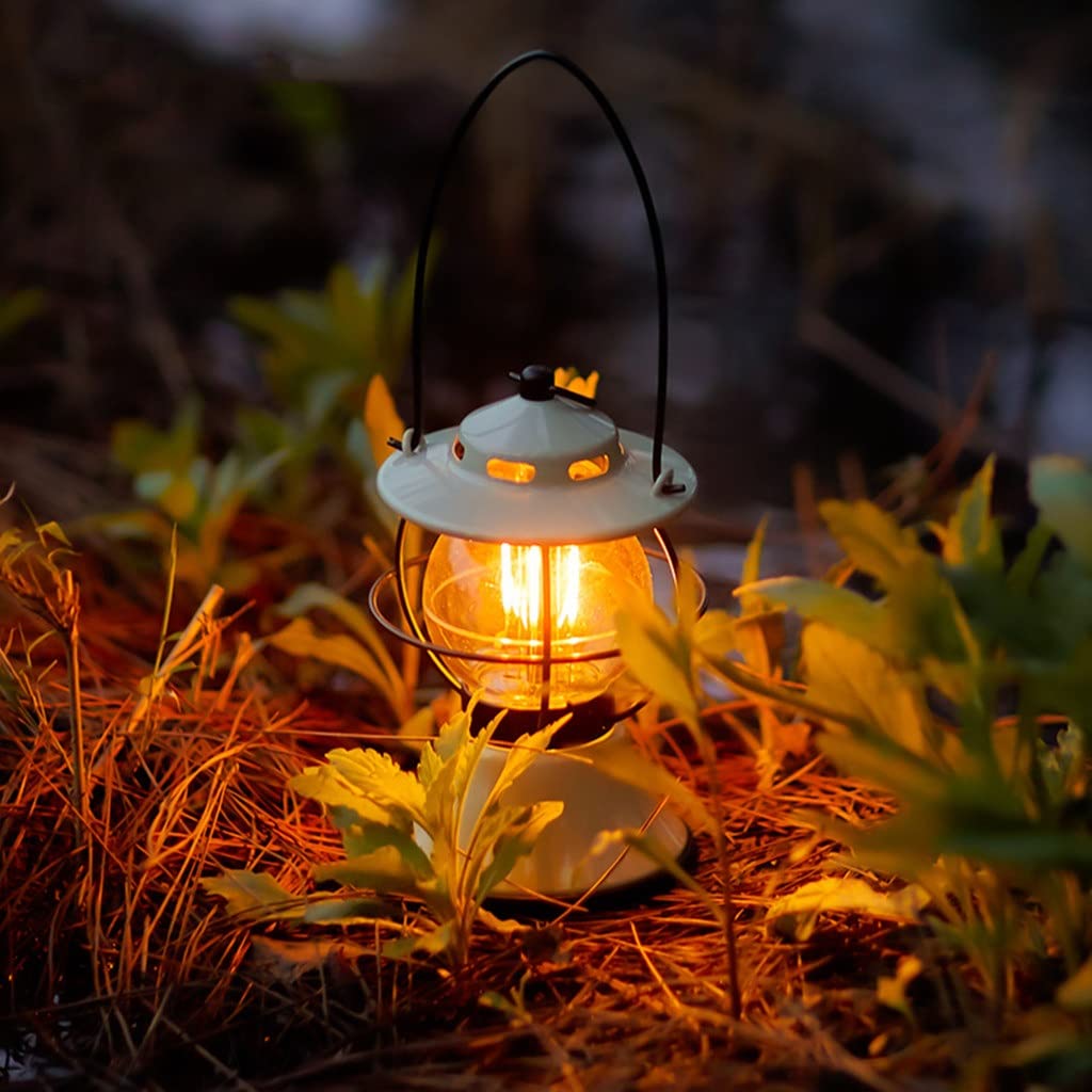 LED Retro Outdoor Camping Lantern Rechargeable Tent Light Adjust Modes 200h Runtime