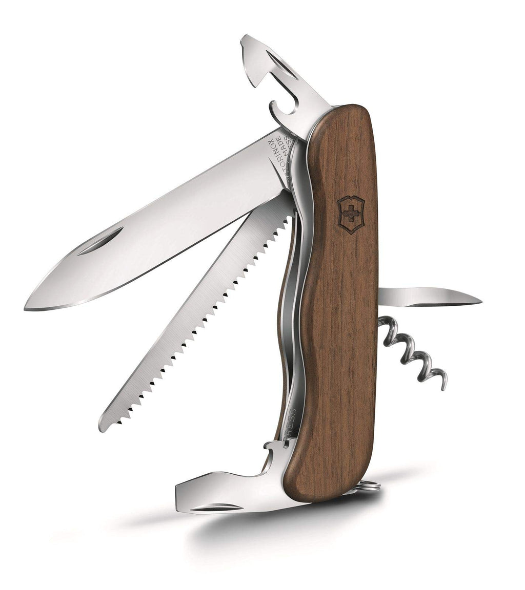 Victorinox Forester Wood Swiss Army Knife, Large, Multi Tool, 10 Functions, Wood Saw, Walnut