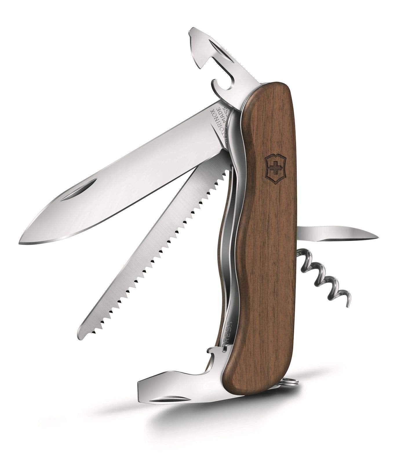 Victorinox Forester Wood Swiss Army Knife, Large, Multi Tool, 10 Functions, Wood Saw, Walnut