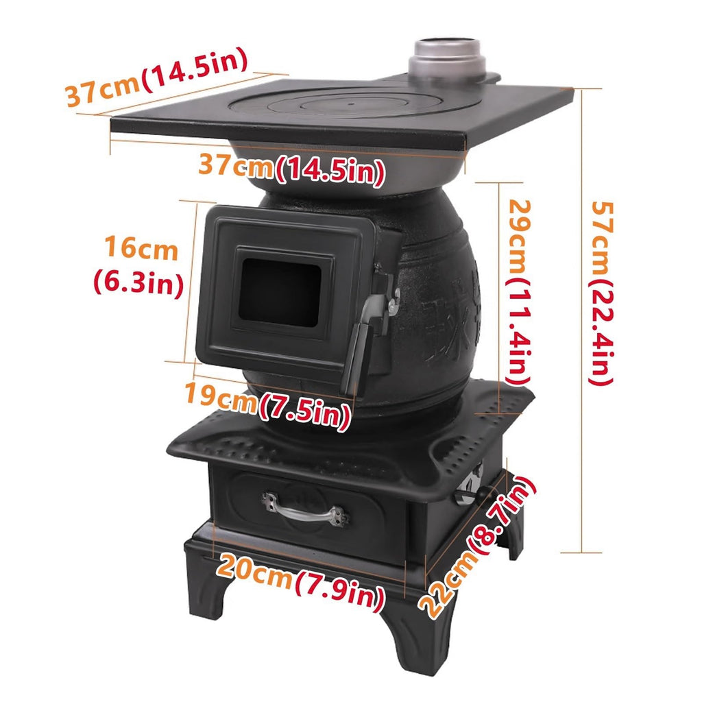 Portable Cast Iron Wood Burning Camping Stove
