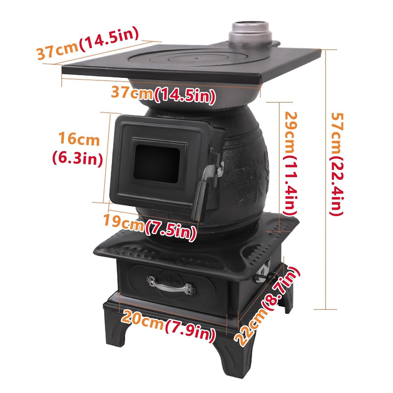 Portable Cast Iron Wood Burning Camping Stove