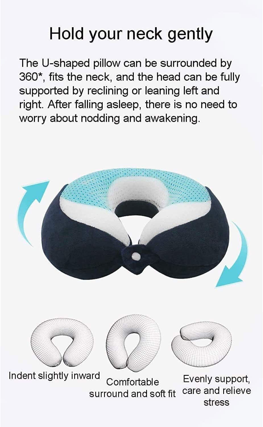 Memory Foam Travel Neck Pillow for Airplane & Car
