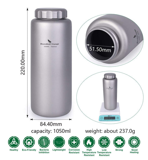 1050ml Ultralight Titanium Water Bottle – Leakproof