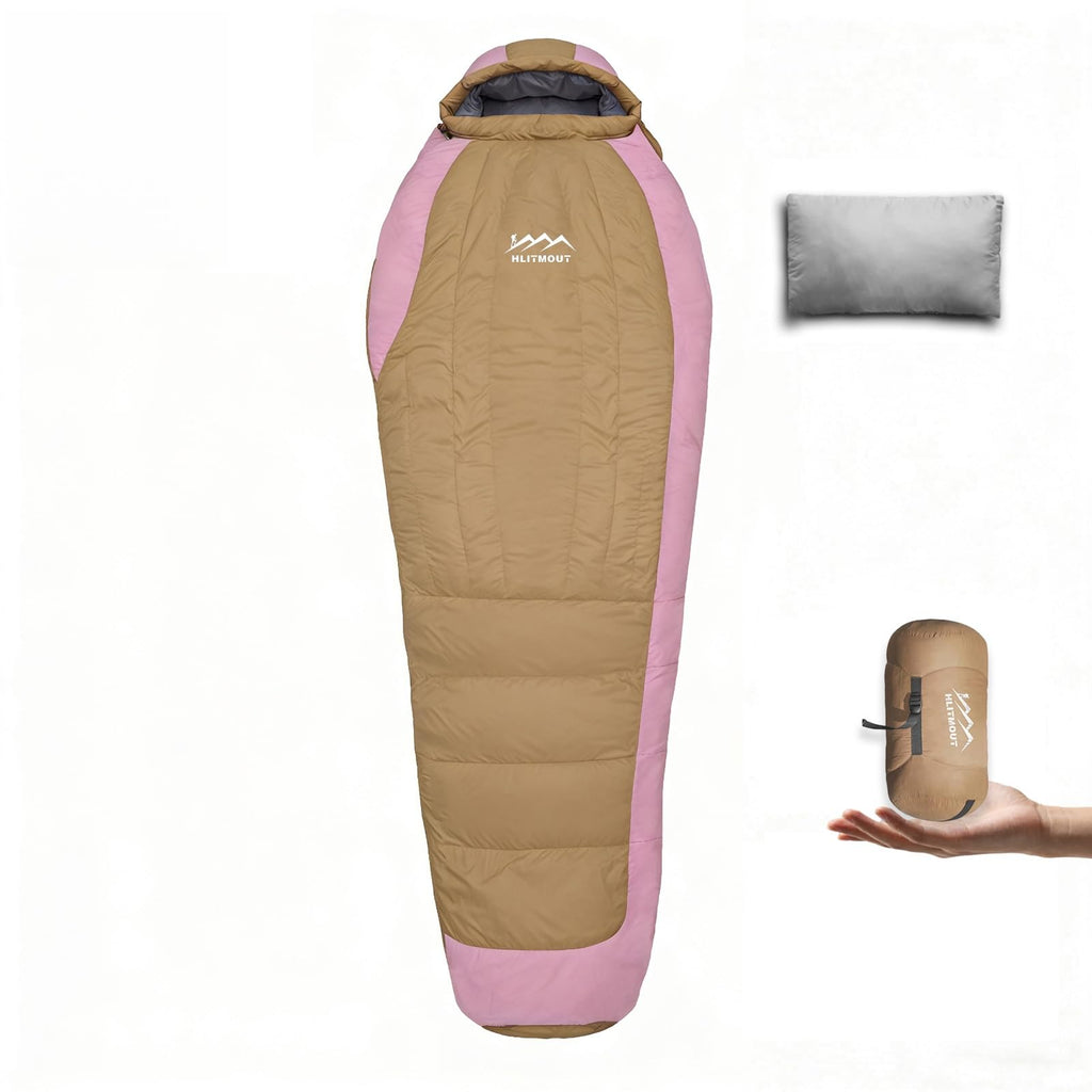 HLITMOUT Down Sleeping Bag with Pillow,Ultralight and Compact
