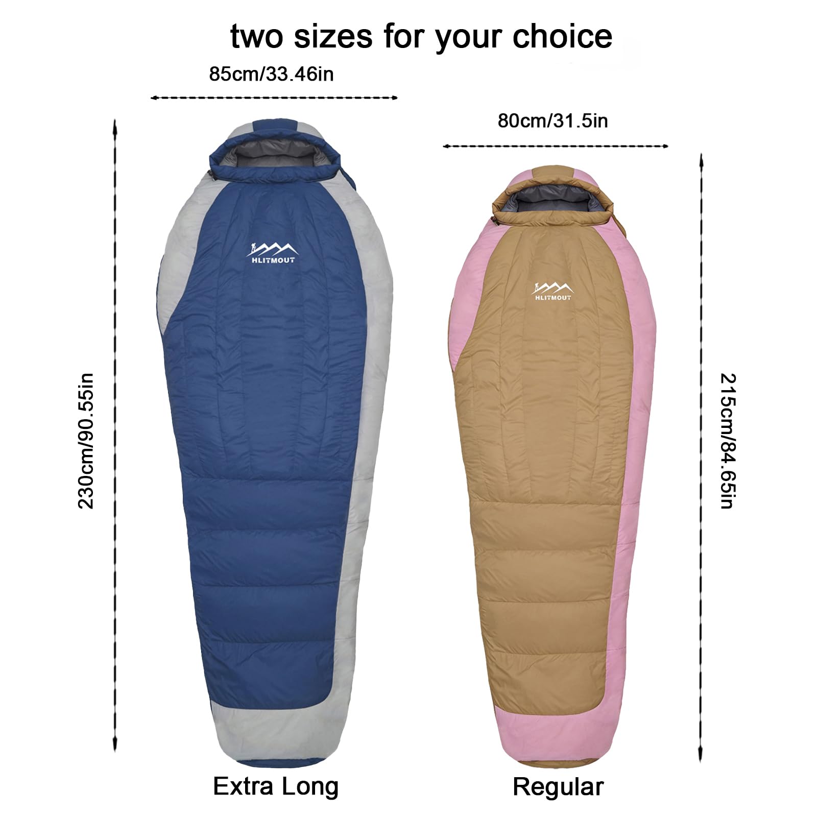 HLITMOUT Down Sleeping Bag with Pillow,Ultralight and Compact