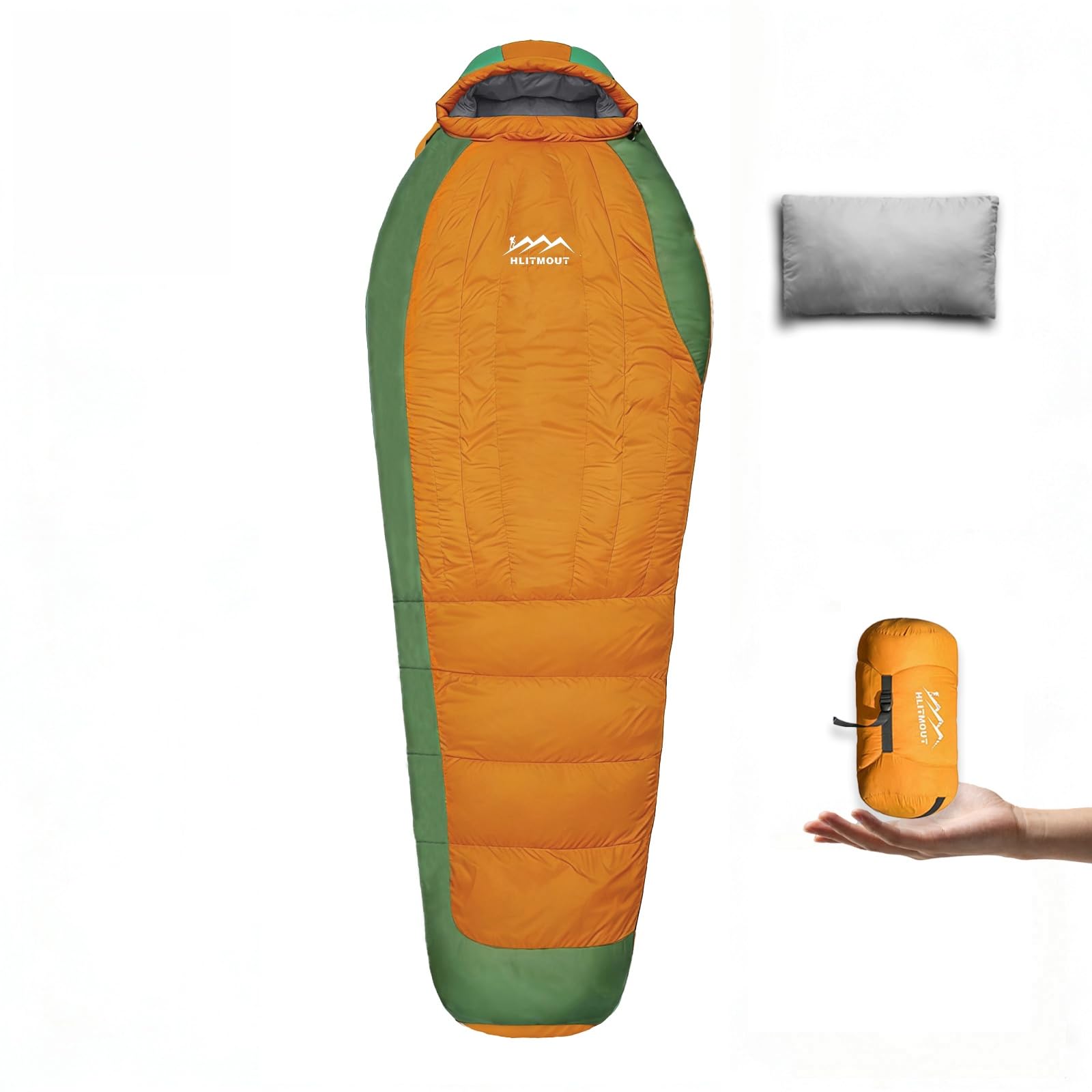 HLITMOUT Down Sleeping Bag with Pillow,Ultralight and Compact