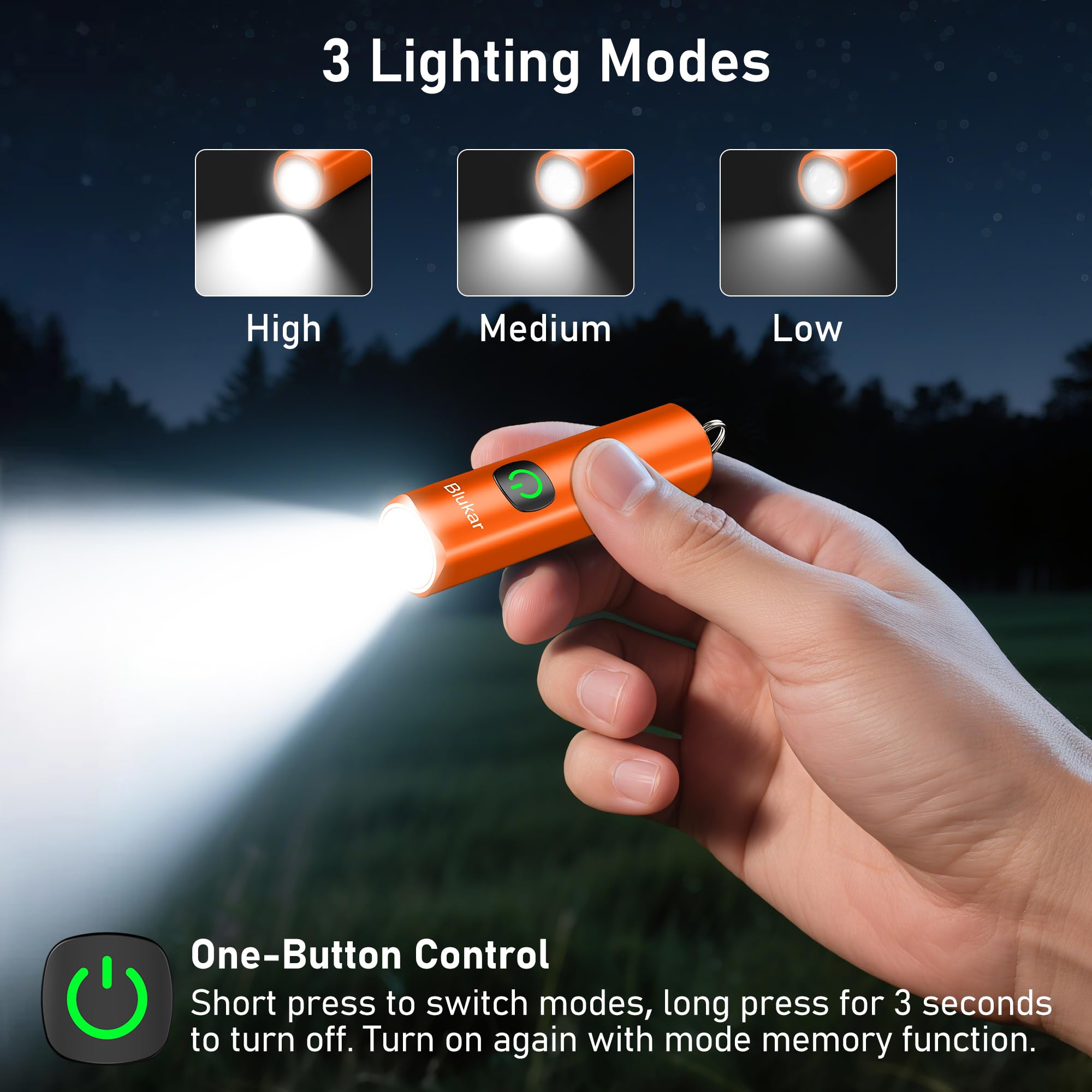 Blukar EDC Rechargeable Keychain Flashlight, 360L Mini Portable Flash Light