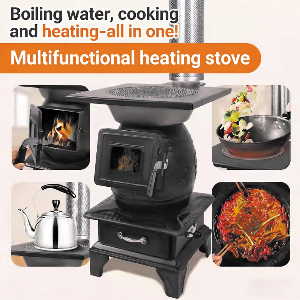 Portable Cast Iron Wood Burning Camping Stove