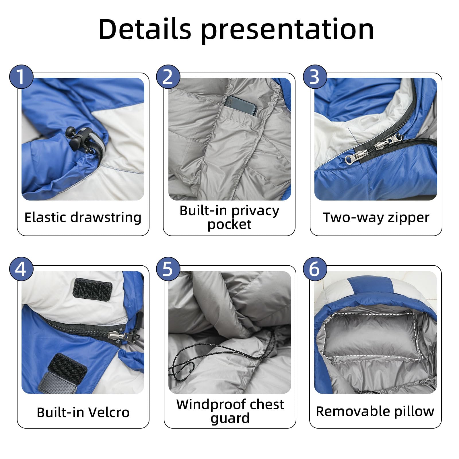 HLITMOUT Down Sleeping Bag with Pillow,Ultralight and Compact