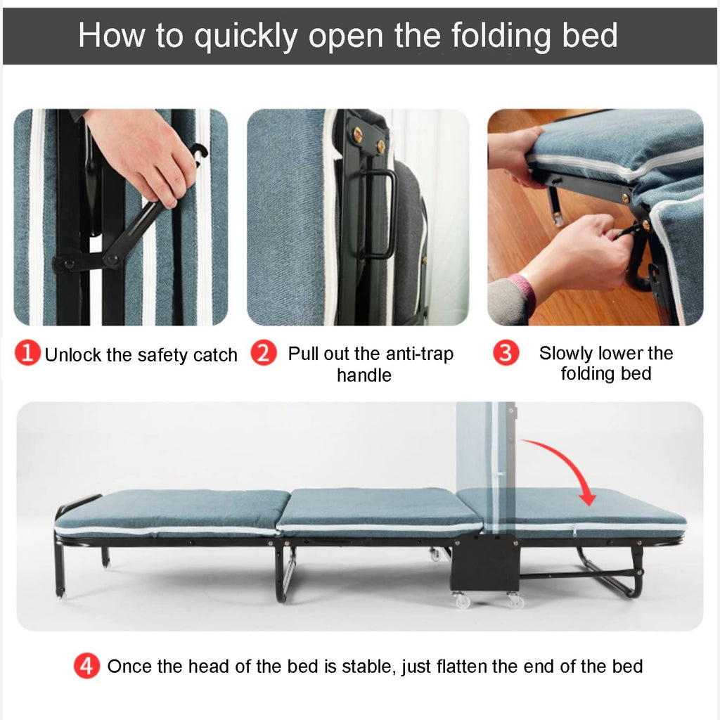 Adjustable Heavy-Duty Folding Camping Cot with Wheels
