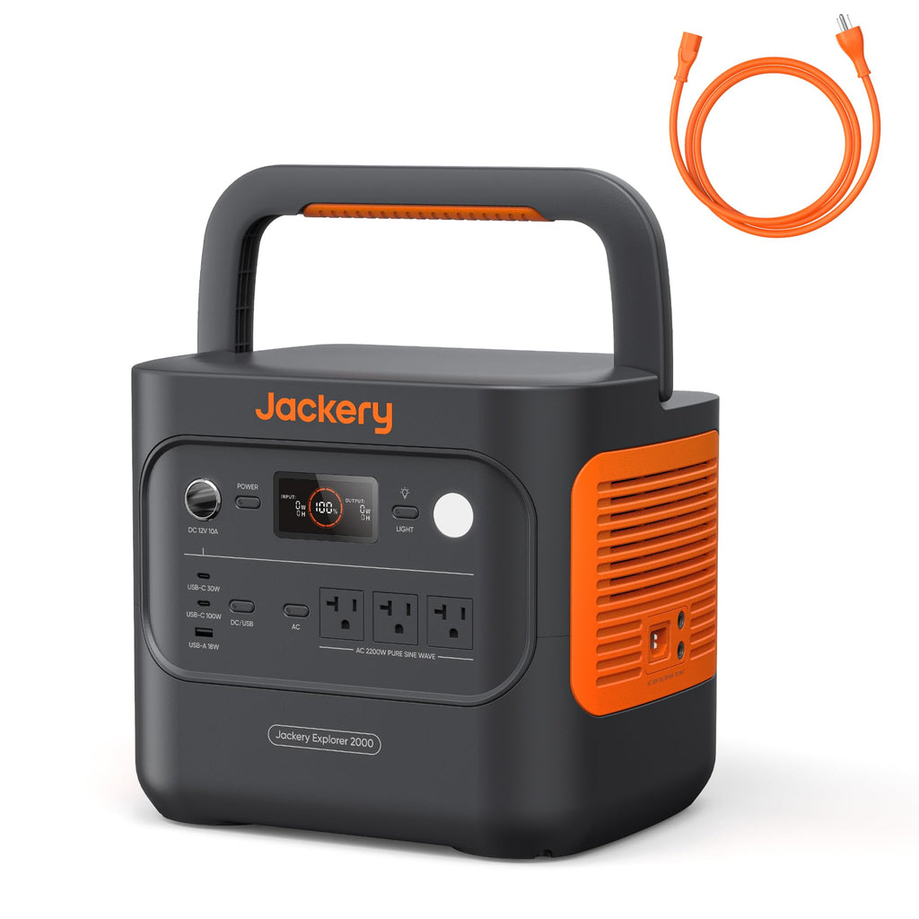 Jackery Explorer 2000 v2 Portable Power Station, 2042Wh LiFePO4 Home Backup Battery, 2200W AC Output