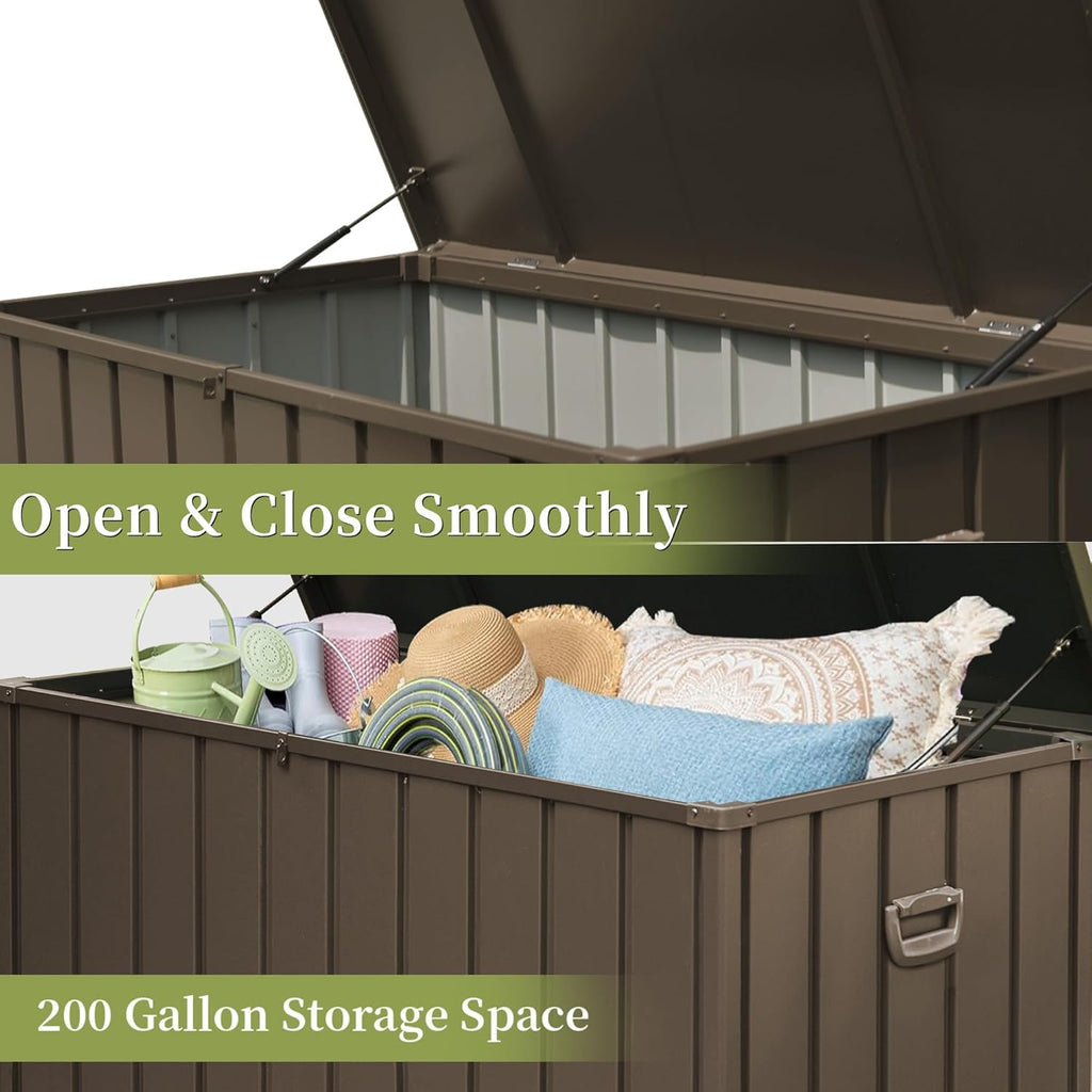 200-Gallon Waterproof Outdoor Storage Deck Box – Dark Brown