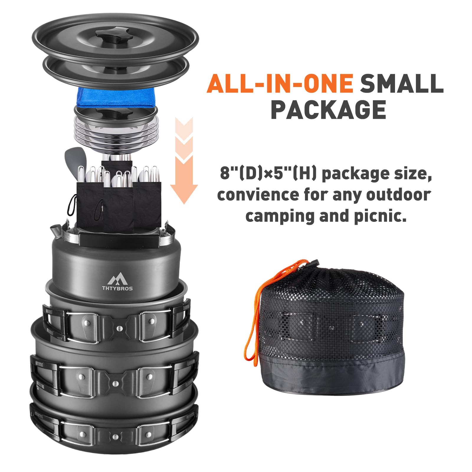 27-Piece Portable Camping Cookware Set for 2–4 People