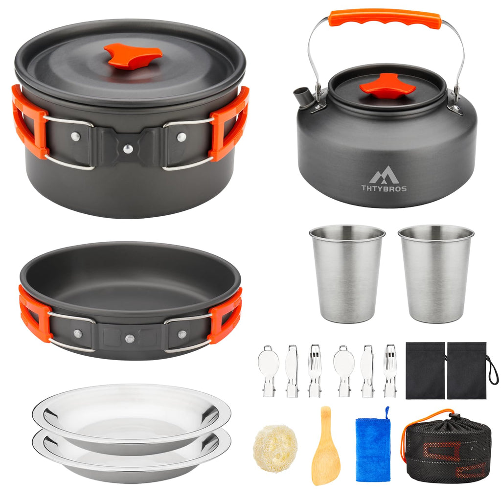 THTYBROS 17pcs Camping Cookware Mess Kit,for Camping,Backpacking,Picnic