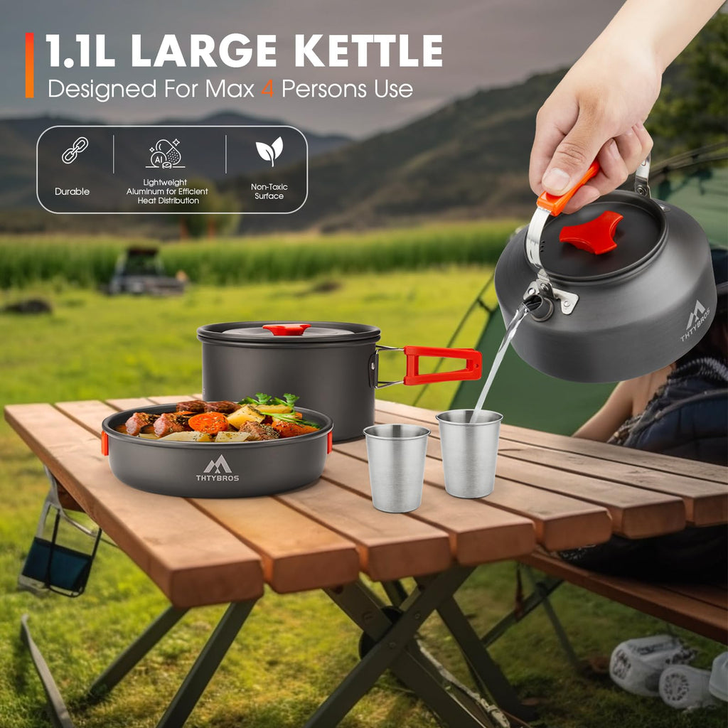 THTYBROS 17pcs Camping Cookware Mess Kit,for Camping,Backpacking,Picnic
