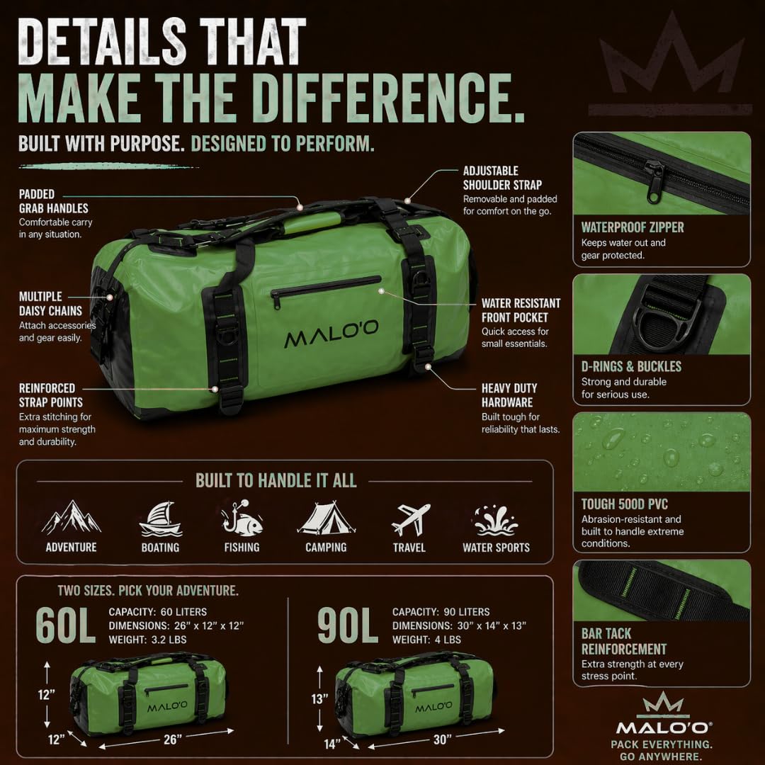 Waterproof Submersible Duffel Dry Bag with Watertight Zipper