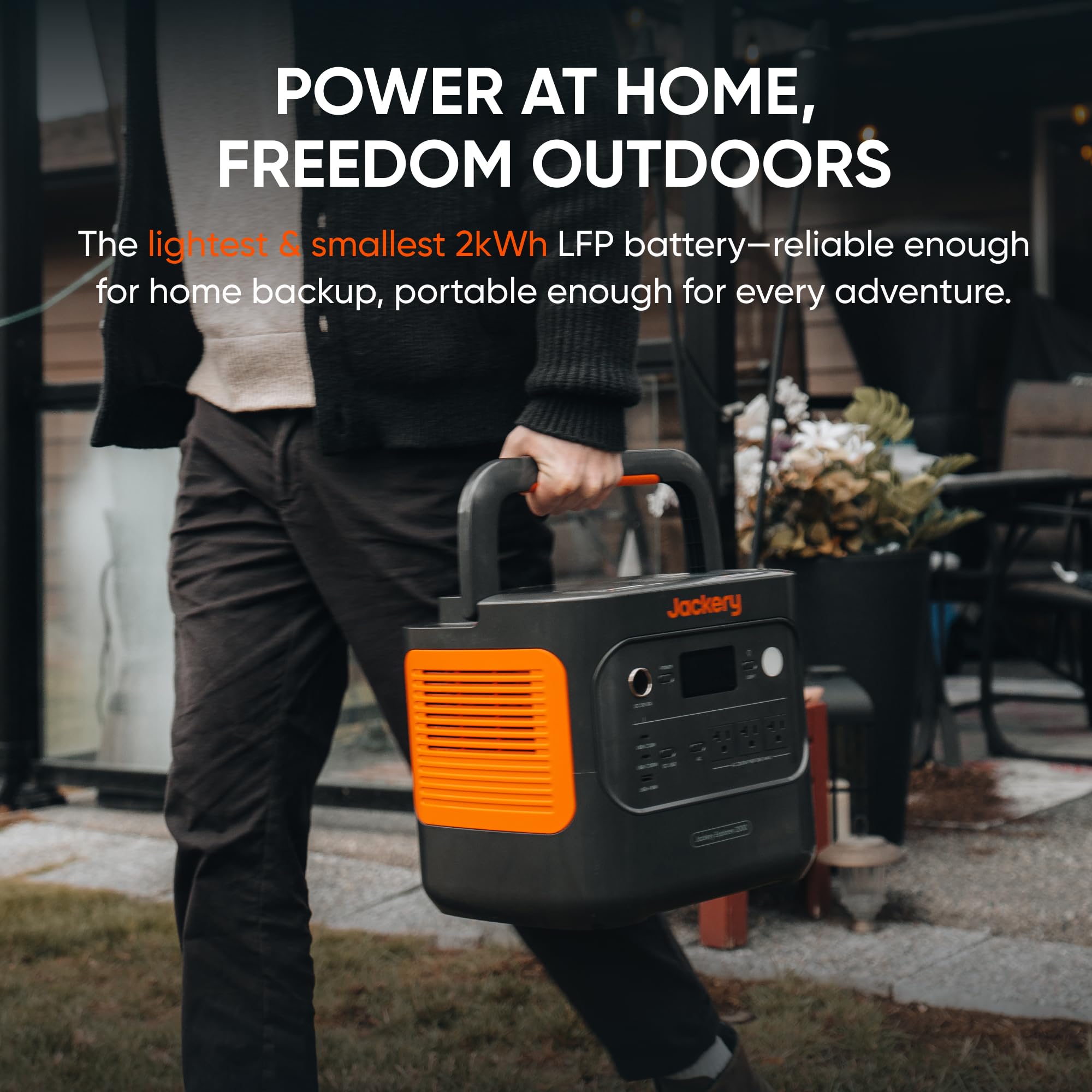 Jackery Explorer 2000 v2 Portable Power Station, 2042Wh LiFePO4 Home Backup Battery, 2200W AC Output