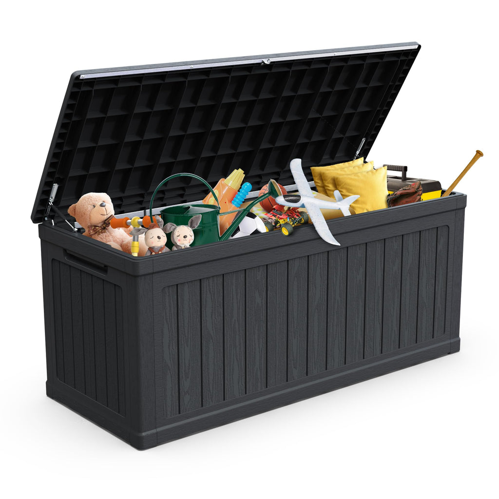 260-Gallon XXL Waterproof Outdoor Storage Deck Box – Black