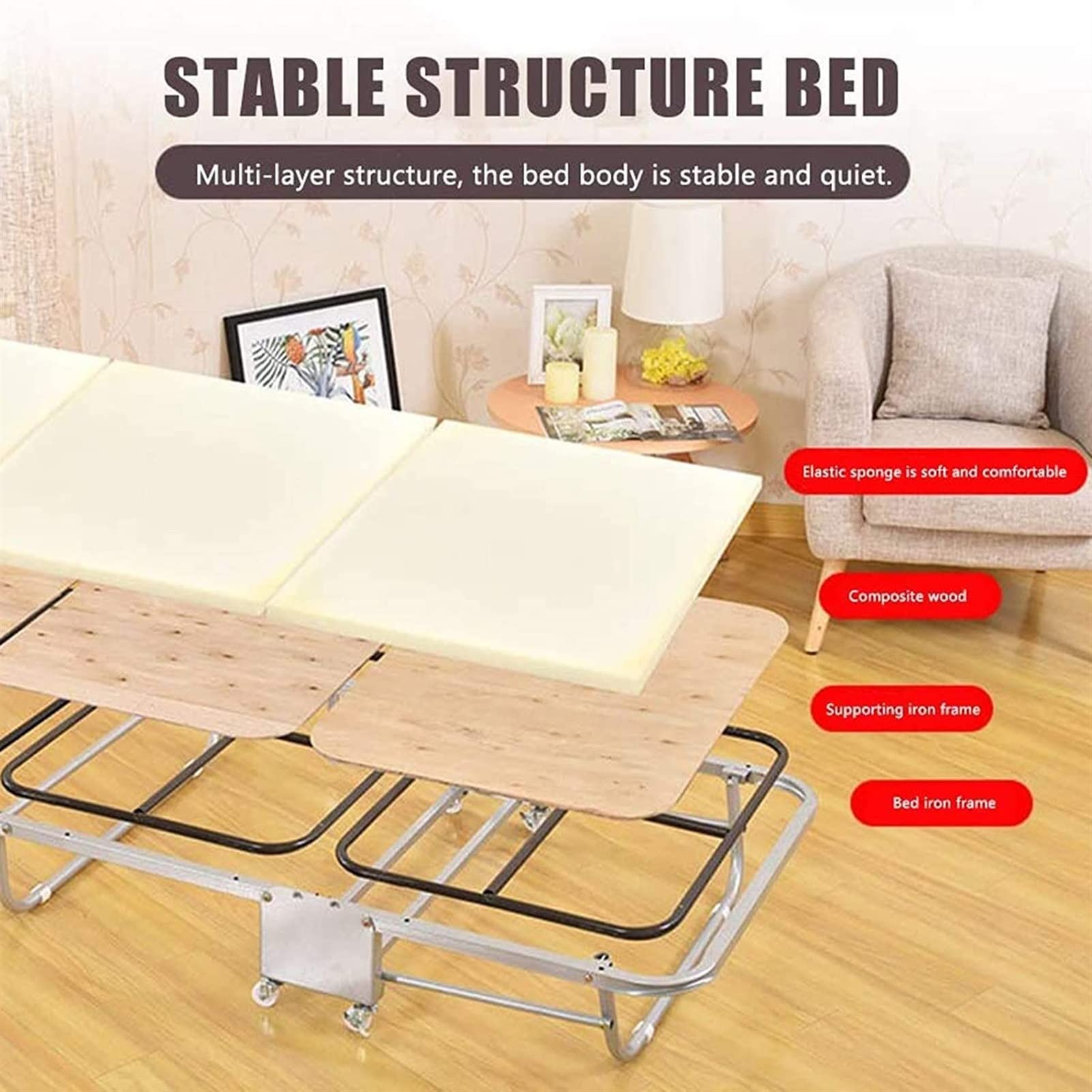 Portable Single Folding Camping Cot – Brown 180 × 90 × 26 cm