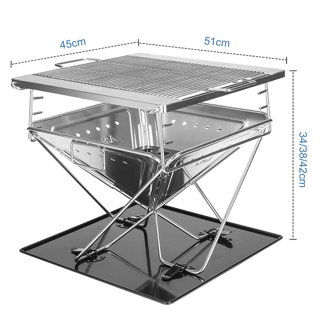 Foldable Wood Fired Camping Stove with Adjustable Grill