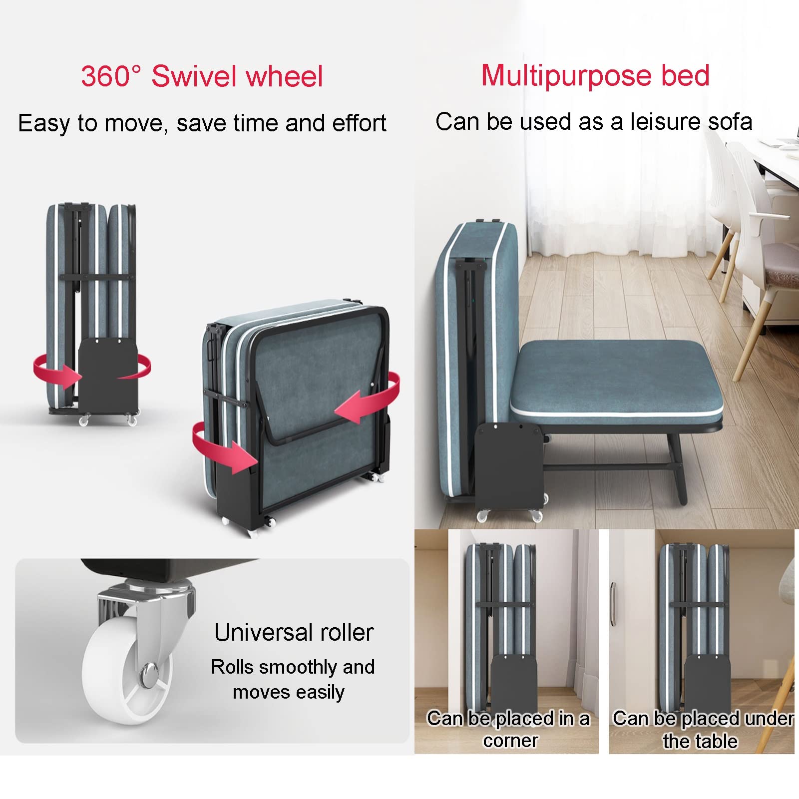 Adjustable Heavy-Duty Folding Camping Cot with Wheels