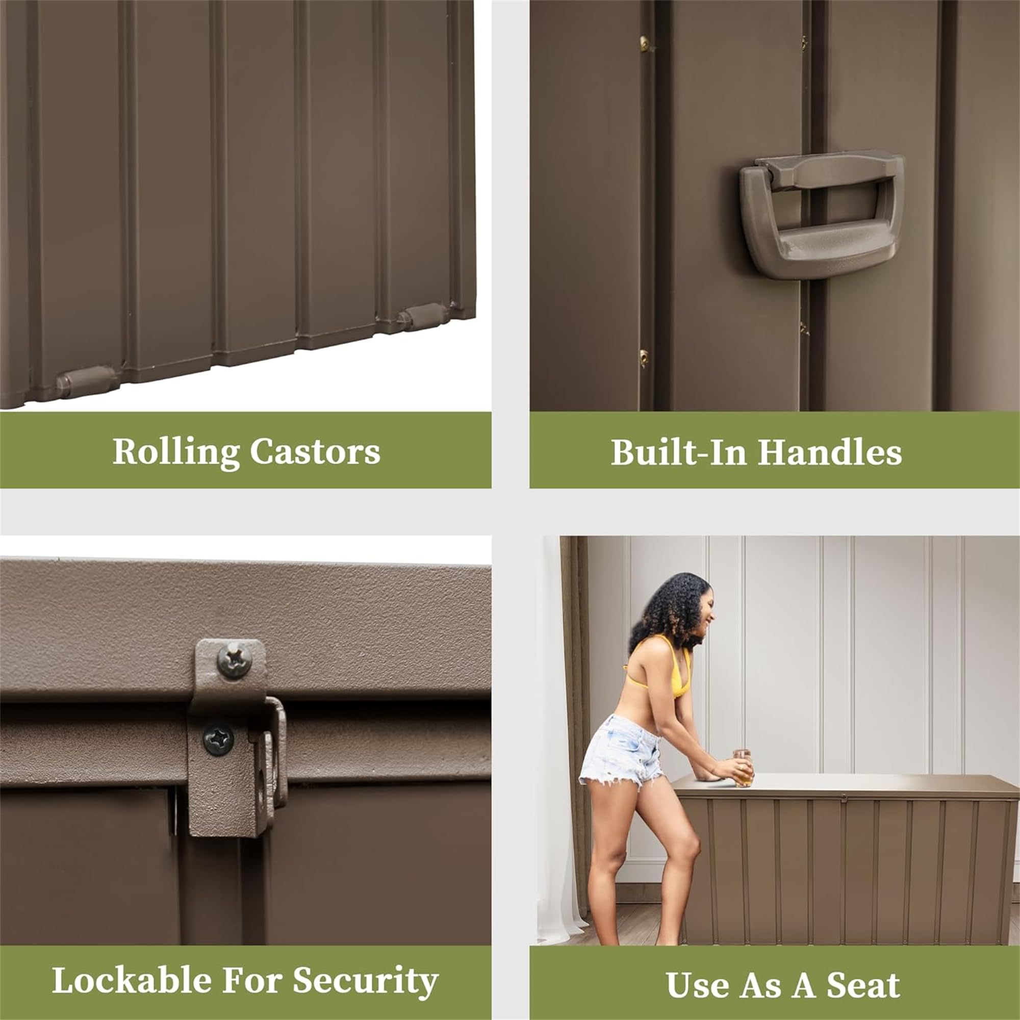 200-Gallon Waterproof Outdoor Storage Deck Box – Dark Brown
