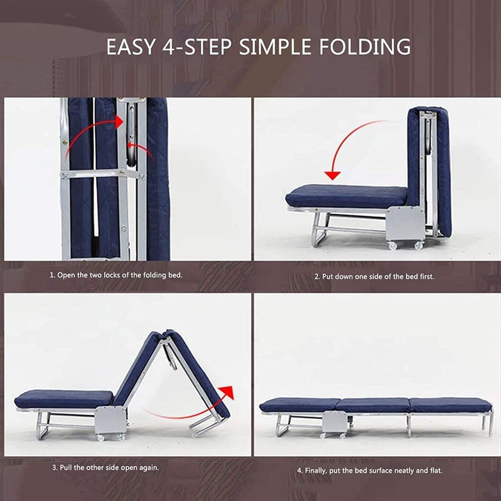 Portable Single Folding Camping Cot – Brown 180 × 90 × 26 cm