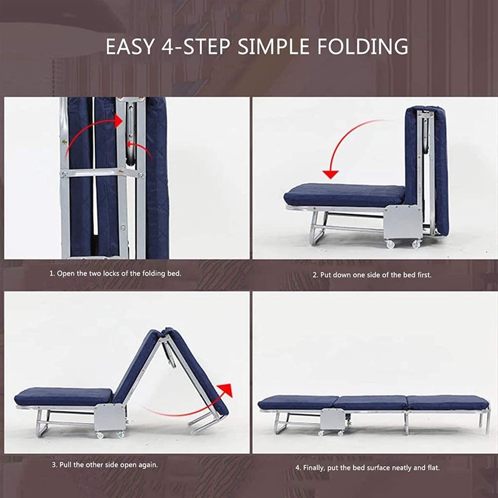 Portable Single Folding Camping Cot – Brown 180 × 90 × 26 cm