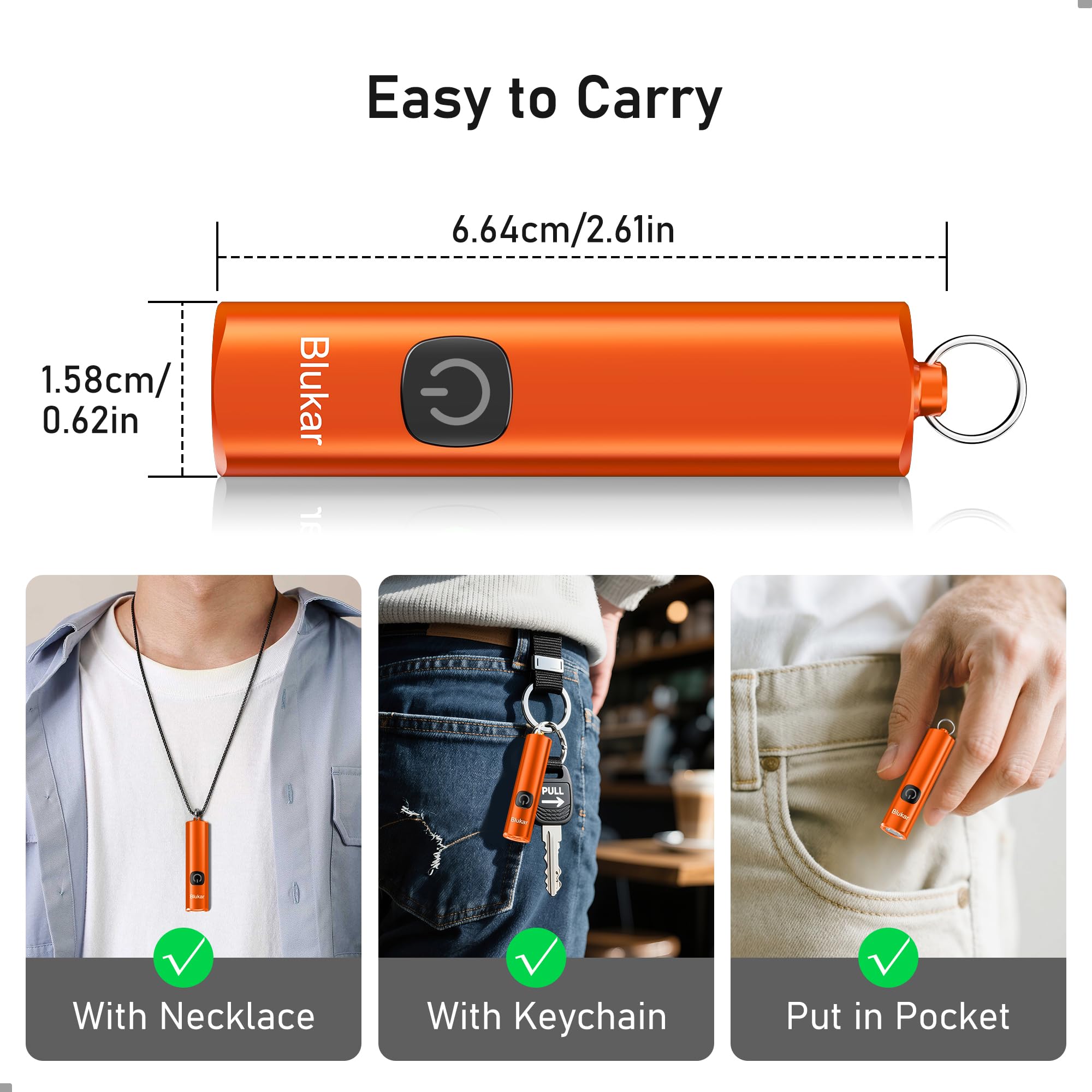 Blukar EDC Rechargeable Keychain Flashlight, 360L Mini Portable Flash Light
