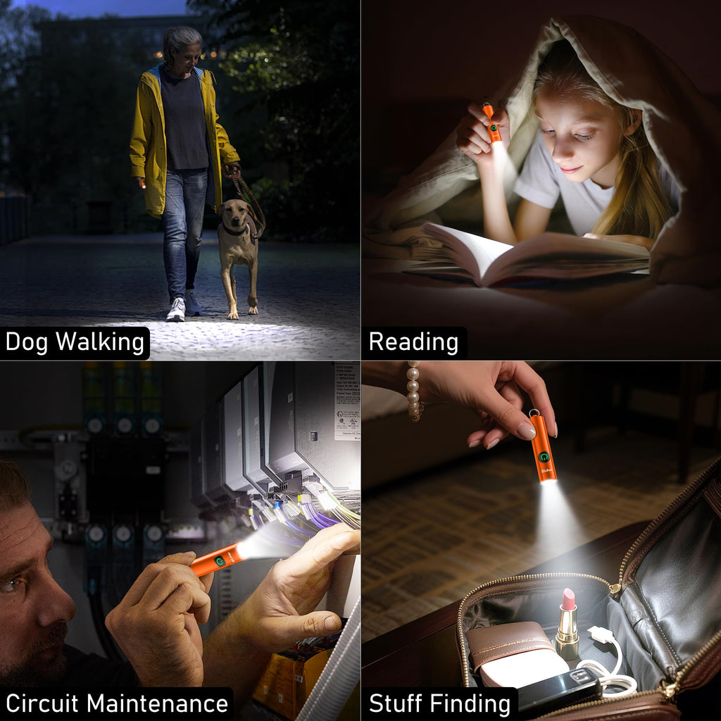 Blukar EDC Rechargeable Keychain Flashlight, 360L Mini Portable Flash Light