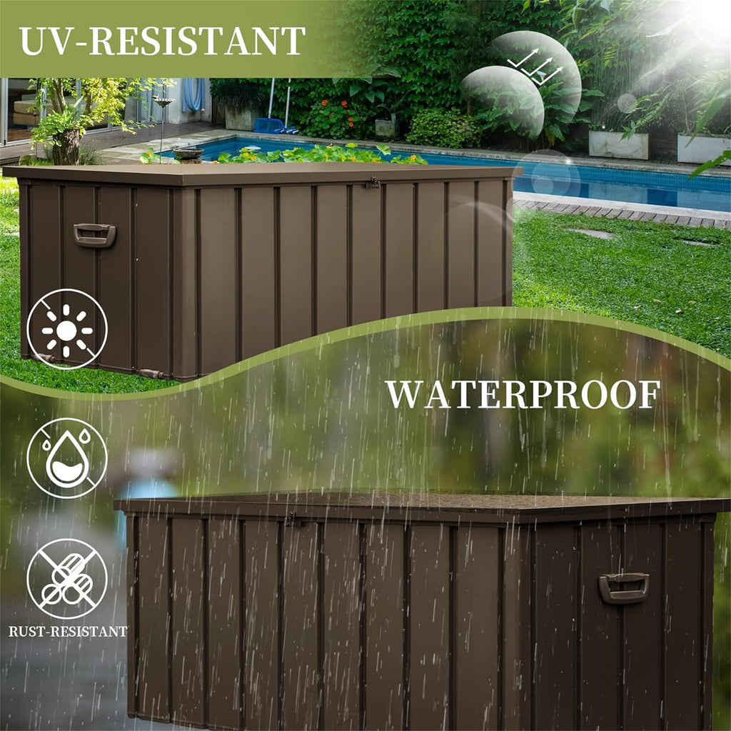 200-Gallon Waterproof Outdoor Storage Deck Box – Dark Brown