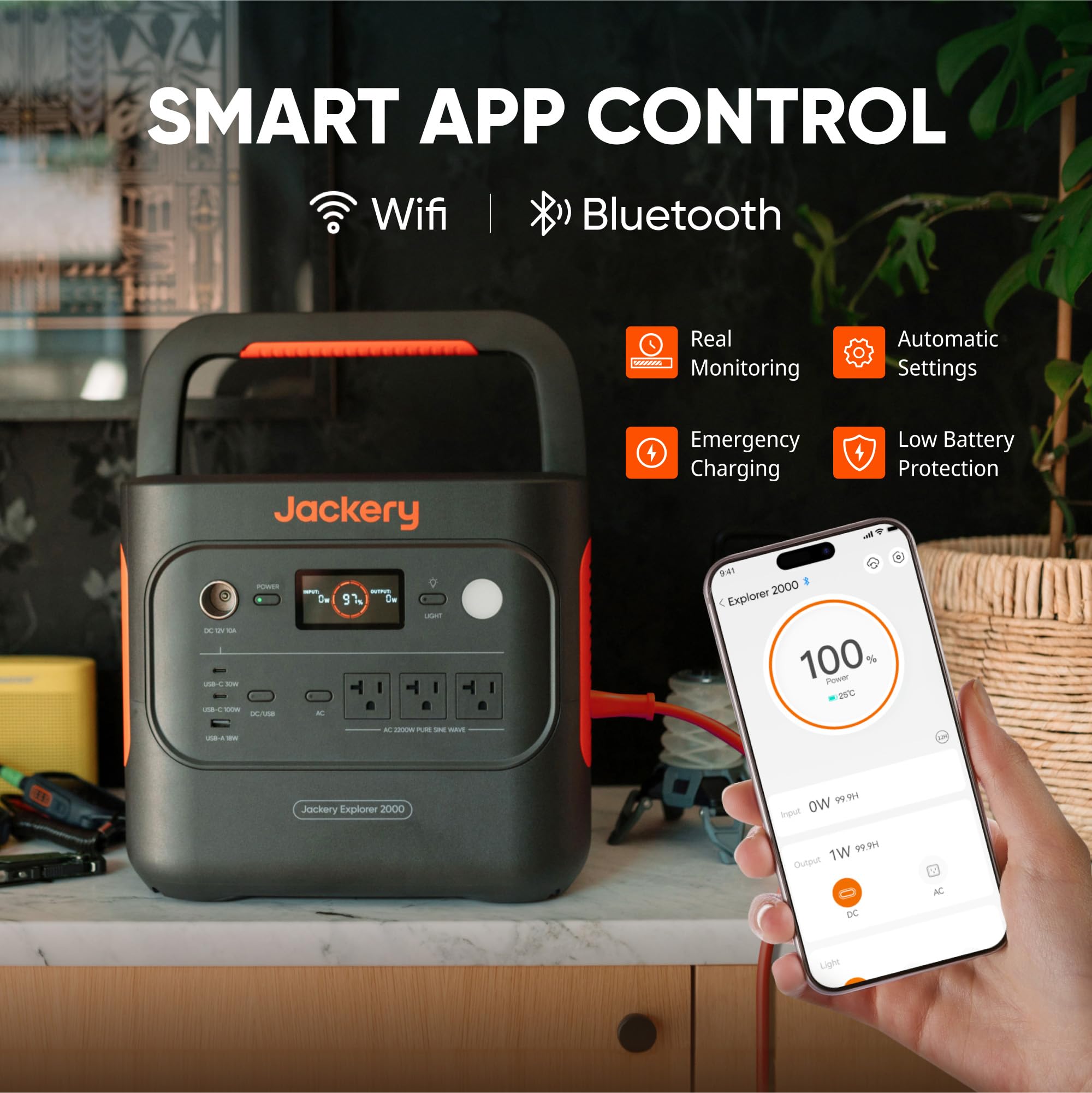 Jackery Explorer 2000 v2 Portable Power Station, 2042Wh LiFePO4 Home Backup Battery, 2200W AC Output