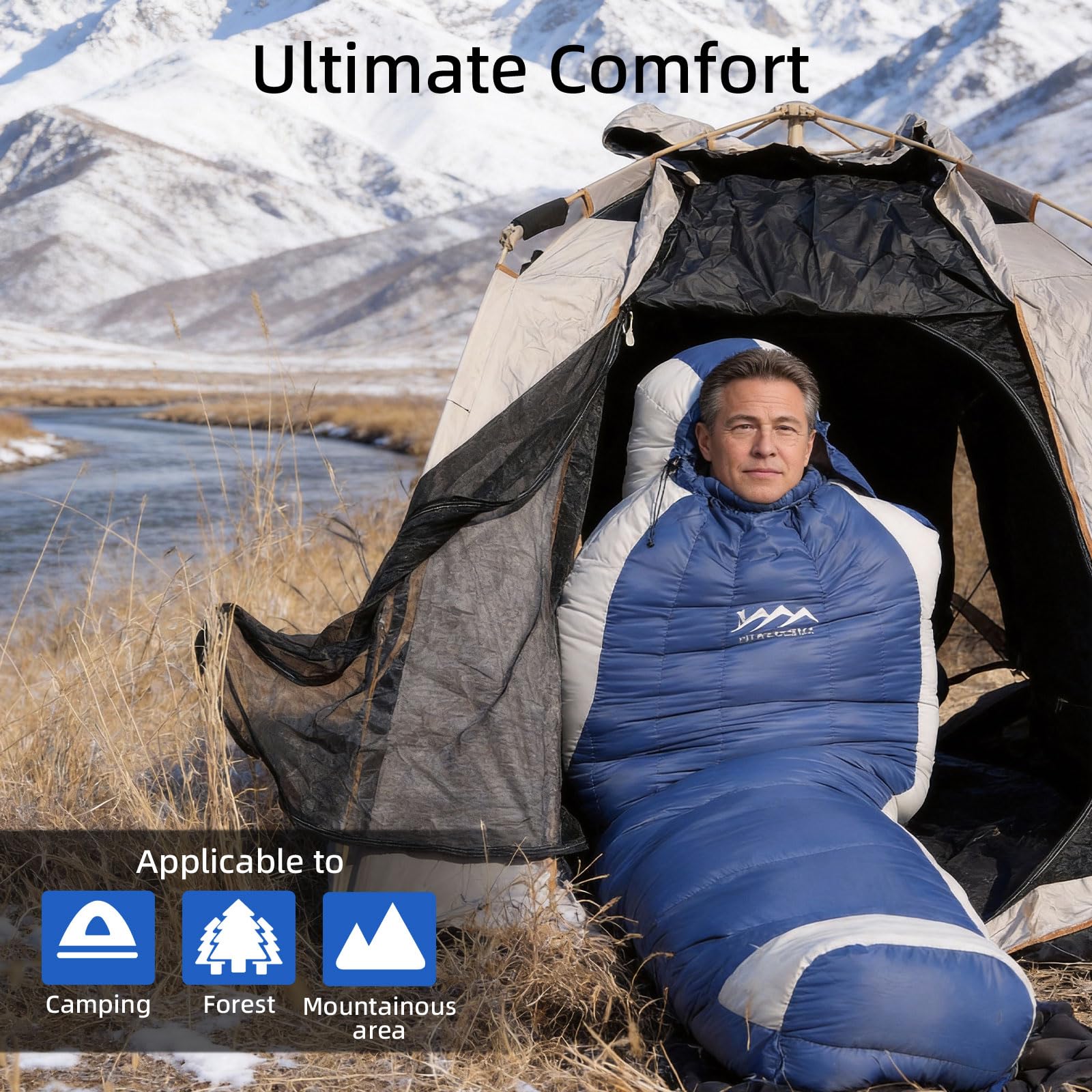 HLITMOUT Down Sleeping Bag with Pillow,Ultralight and Compact
