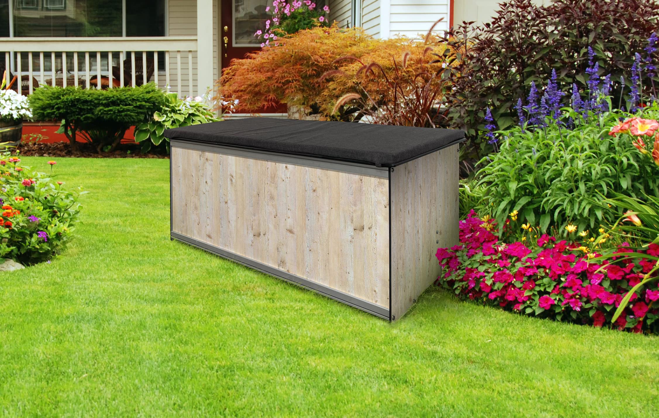 120-Gallon Waterproof Outdoor Deck Box with Seat Cushion
