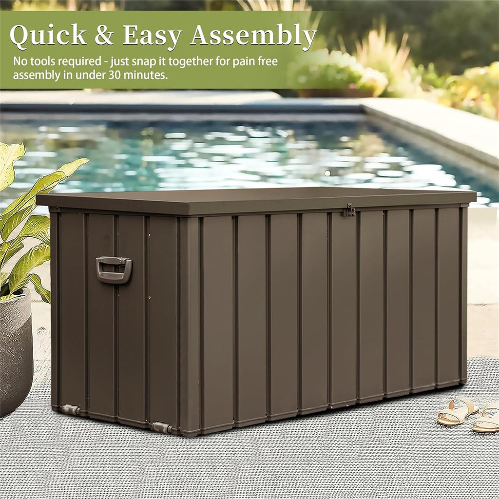 200-Gallon Waterproof Outdoor Storage Deck Box – Dark Brown