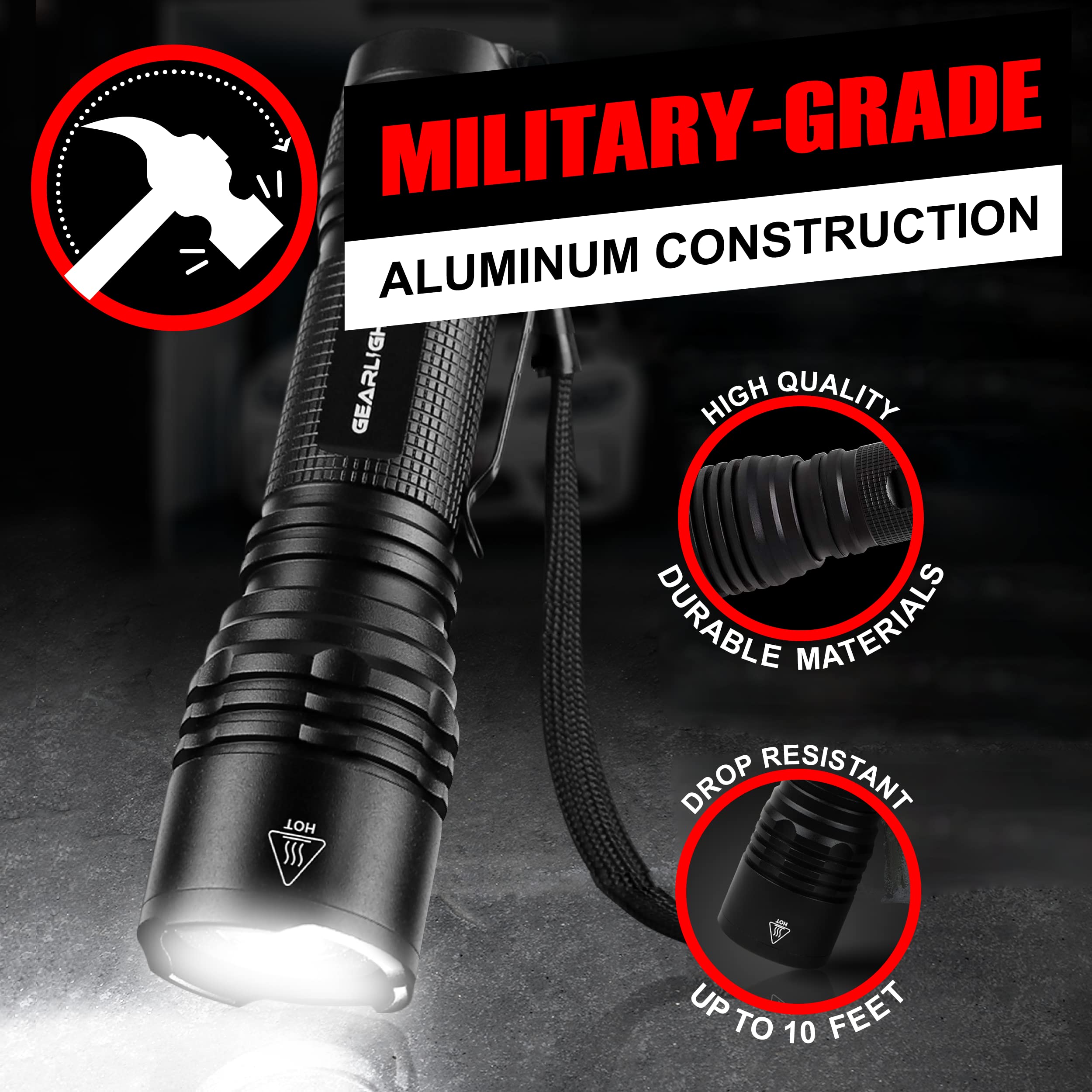 GearLight LED Tactical Flashlights High Lumens
