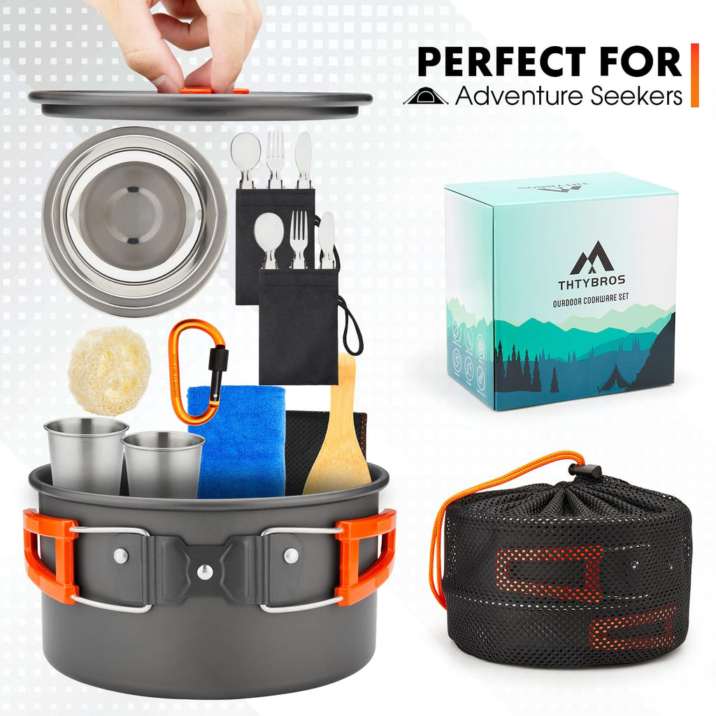 THTYBROS 17pcs Camping Cookware Mess Kit,for Camping,Backpacking,Picnic