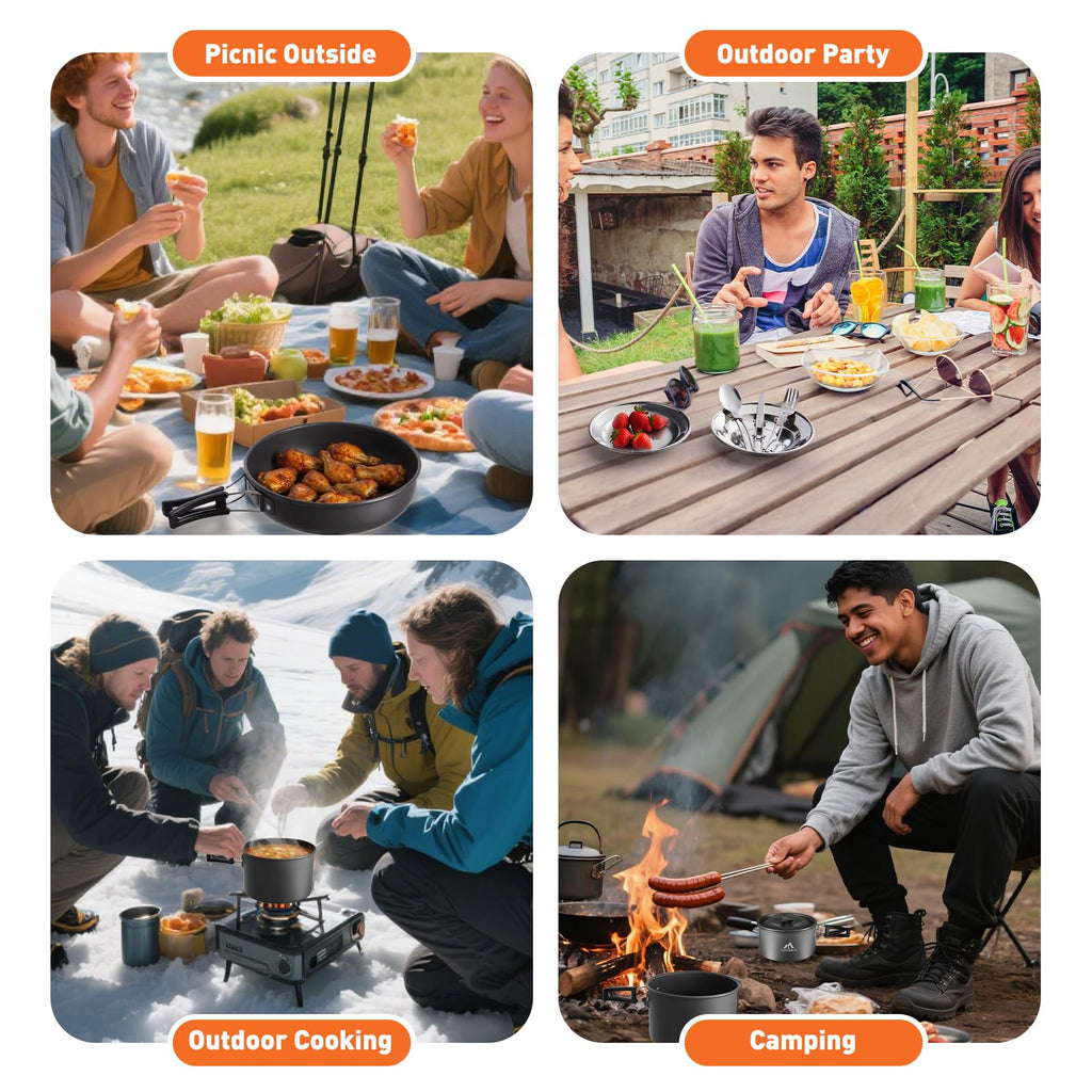 27-Piece Portable Camping Cookware Set for 2–4 People
